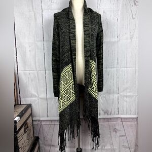 Billabong fringe sweater olive green medium